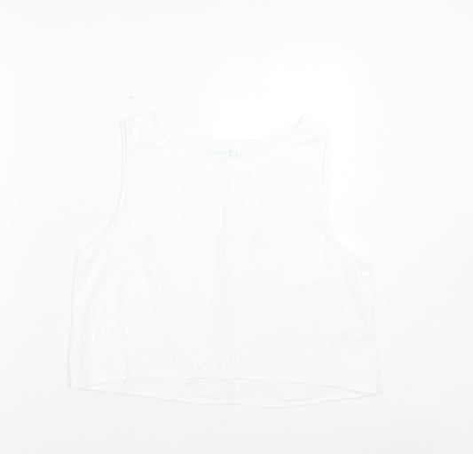 Primark Womens White Viscose Cropped Tank Size 16 Boat Neck