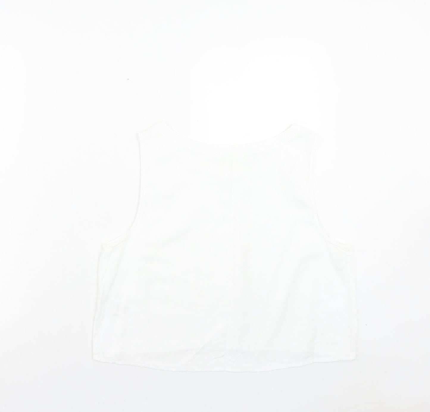Primark Womens White Viscose Cropped Tank Size 16 Boat Neck