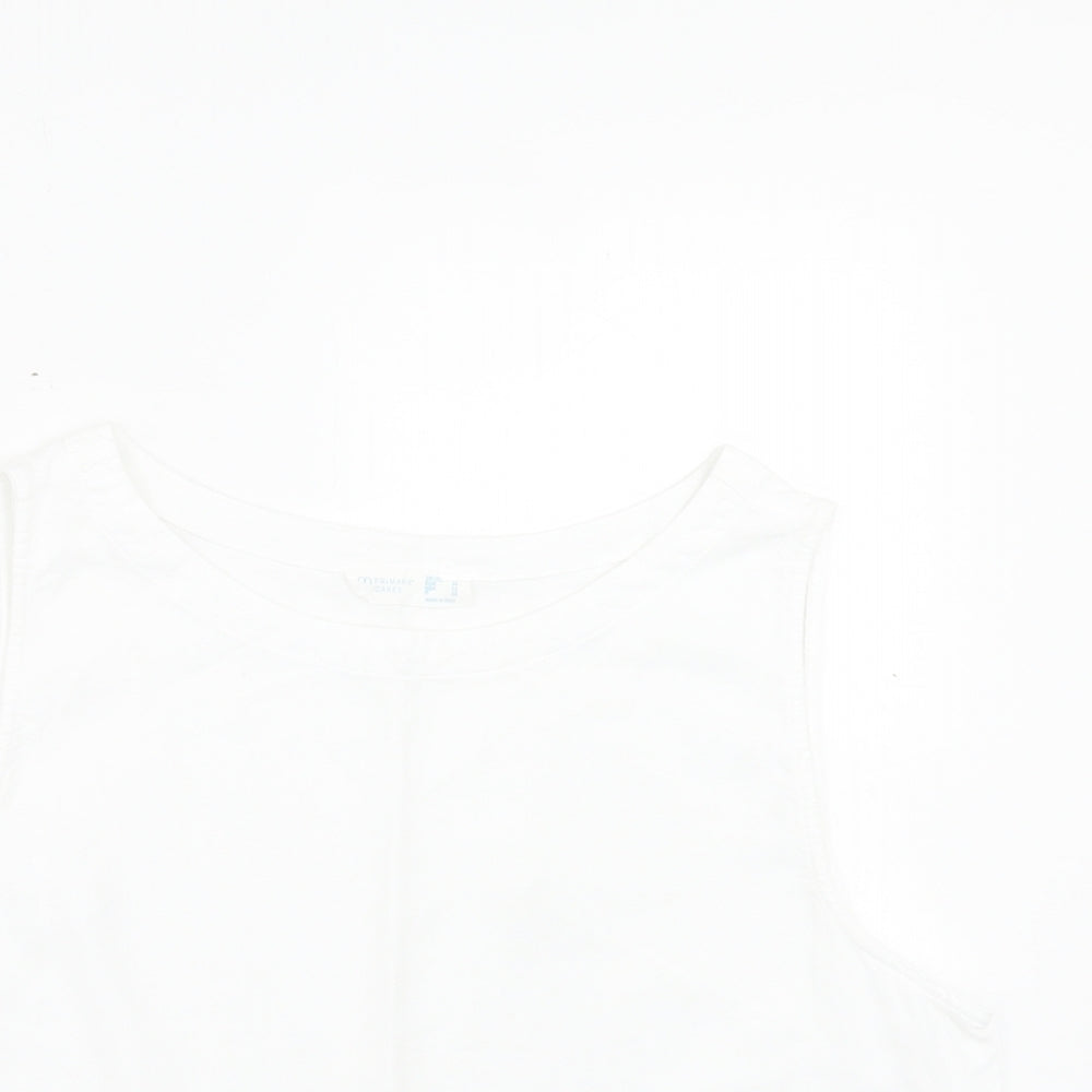Primark Womens White Viscose Cropped Tank Size 16 Boat Neck