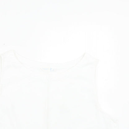 Primark Womens White Viscose Cropped Tank Size 16 Boat Neck