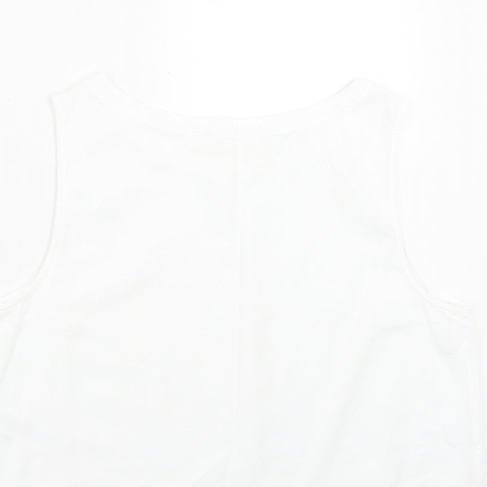 Primark Womens White Viscose Cropped Tank Size 16 Boat Neck