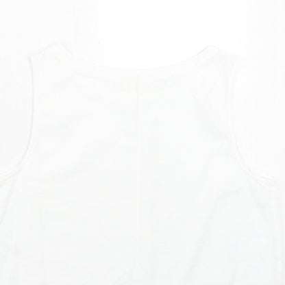 Primark Womens White Viscose Cropped Tank Size 16 Boat Neck