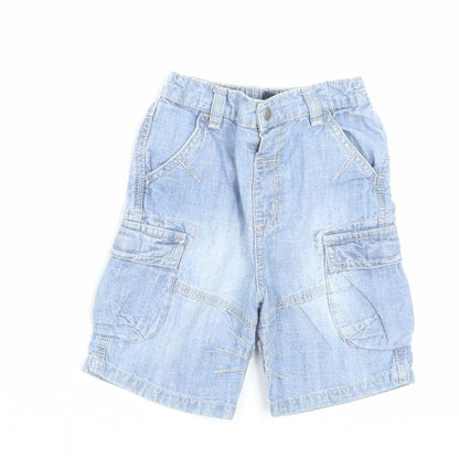 NEXT Boys Blue Cotton Cropped Trousers Size 9 Months Button - Shorts