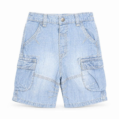 NEXT Boys Blue Cotton Cropped Trousers Size 9 Months Button - Shorts