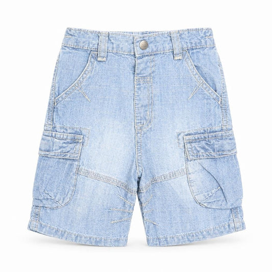 NEXT Boys Blue Cotton Cropped Trousers Size 9 Months Button - Shorts