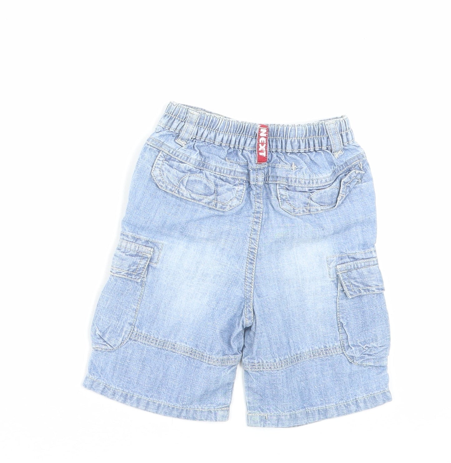NEXT Boys Blue Cotton Cropped Trousers Size 9 Months Button - Shorts