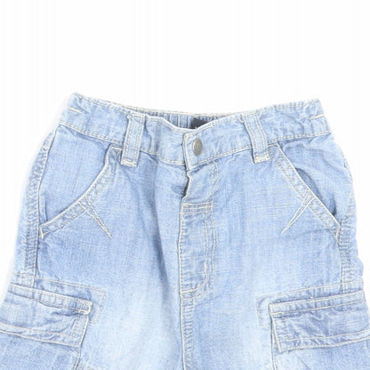NEXT Boys Blue Cotton Cropped Trousers Size 9 Months Button - Shorts