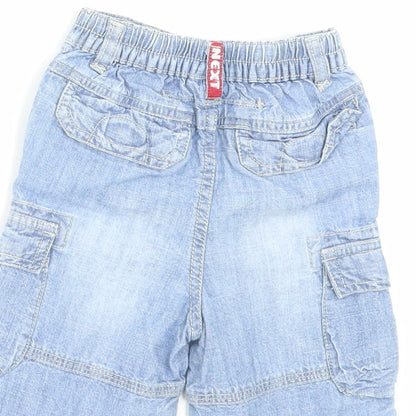 NEXT Boys Blue Cotton Cropped Trousers Size 9 Months Button - Shorts