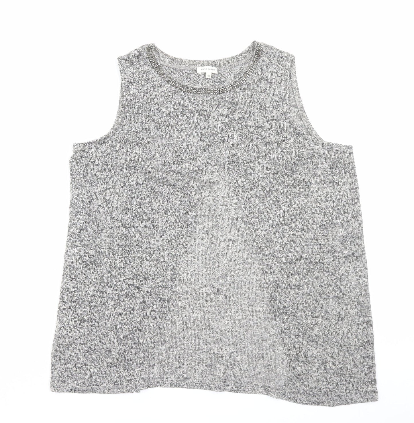 Womens UK Size 10 River Island Grey Basic Tank