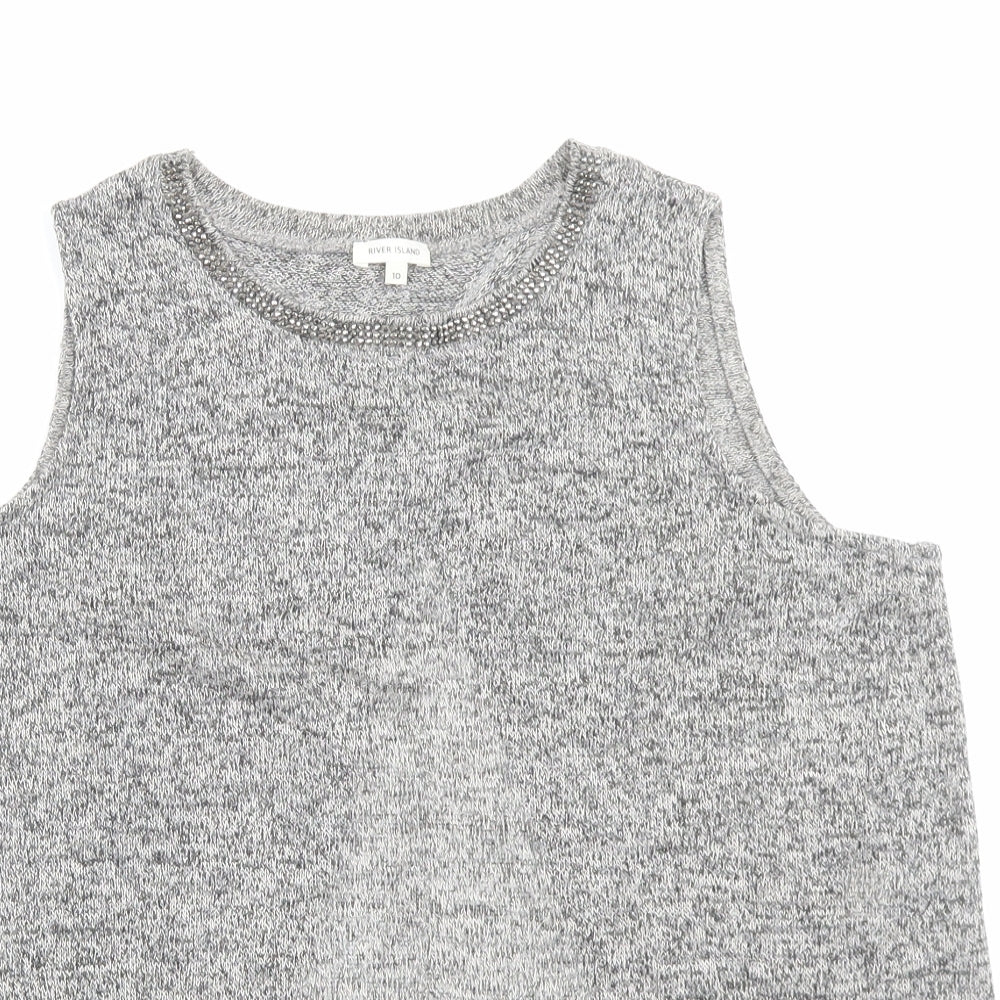 Womens UK Size 10 River Island Grey Basic Tank