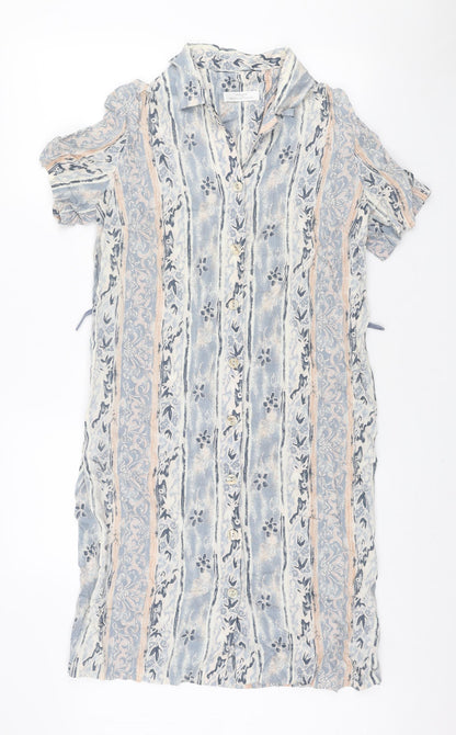 Marks and Spencer Womens Multicoloured Geometric Viscose Shirt Dress Size 12 Collared Button