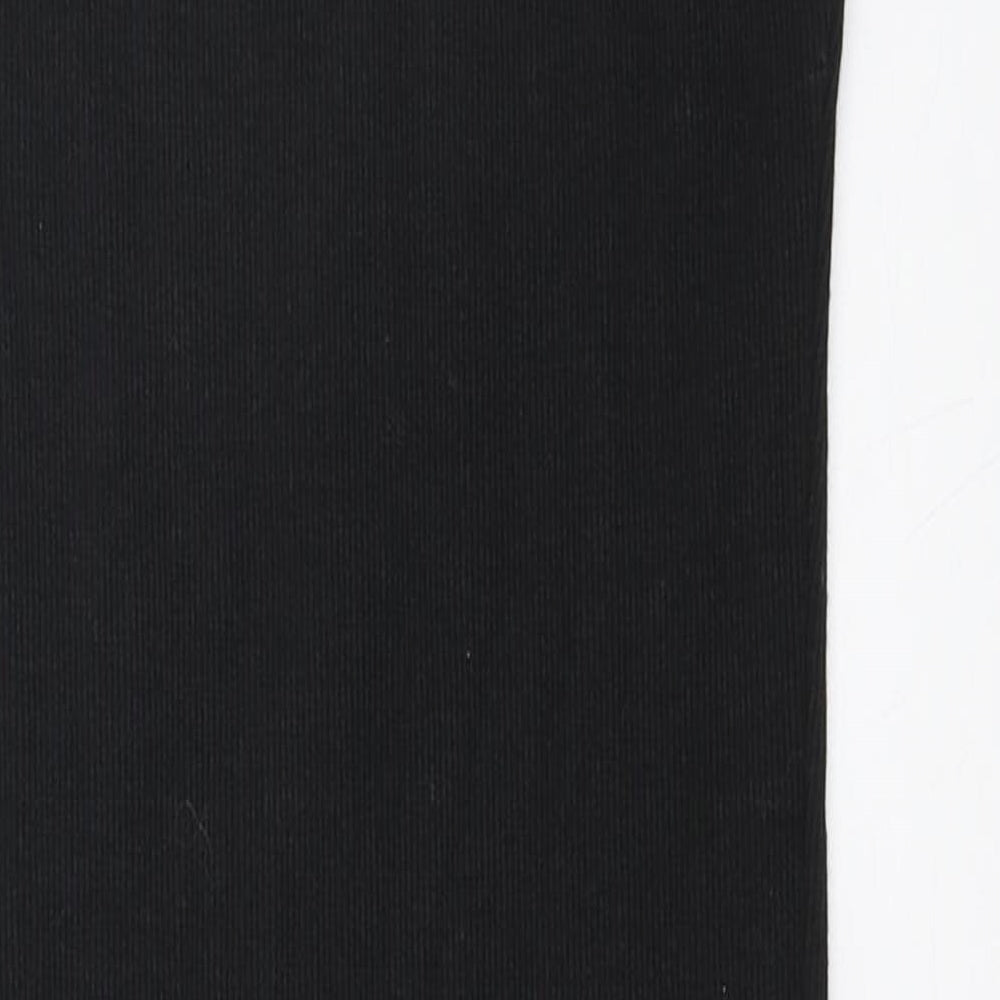 PRETTYLITTLETHING Womens Black Polyester Bodycon Size 4 Round Neck Zip - Ribbed fabric