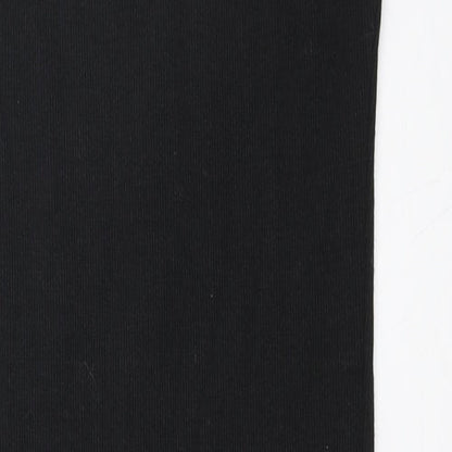 PRETTYLITTLETHING Womens Black Polyester Bodycon Size 4 Round Neck Zip - Ribbed fabric