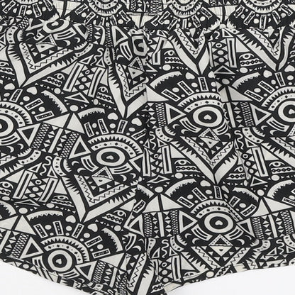 New Look Girls Black Geometric Polyester Sweat Shorts Size S L3 in Regular Drawstring