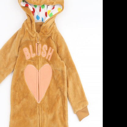 George Girls Brown Solid Polyester Robe One Piece Size 12-18 Months Zip - Blush Pudsey