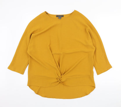 Primark Womens Orange Polyester Basic Blouse Size 12 Round Neck - Knot Detail