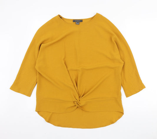 Primark Womens Orange Polyester Basic Blouse Size 12 Round Neck - Knot Detail