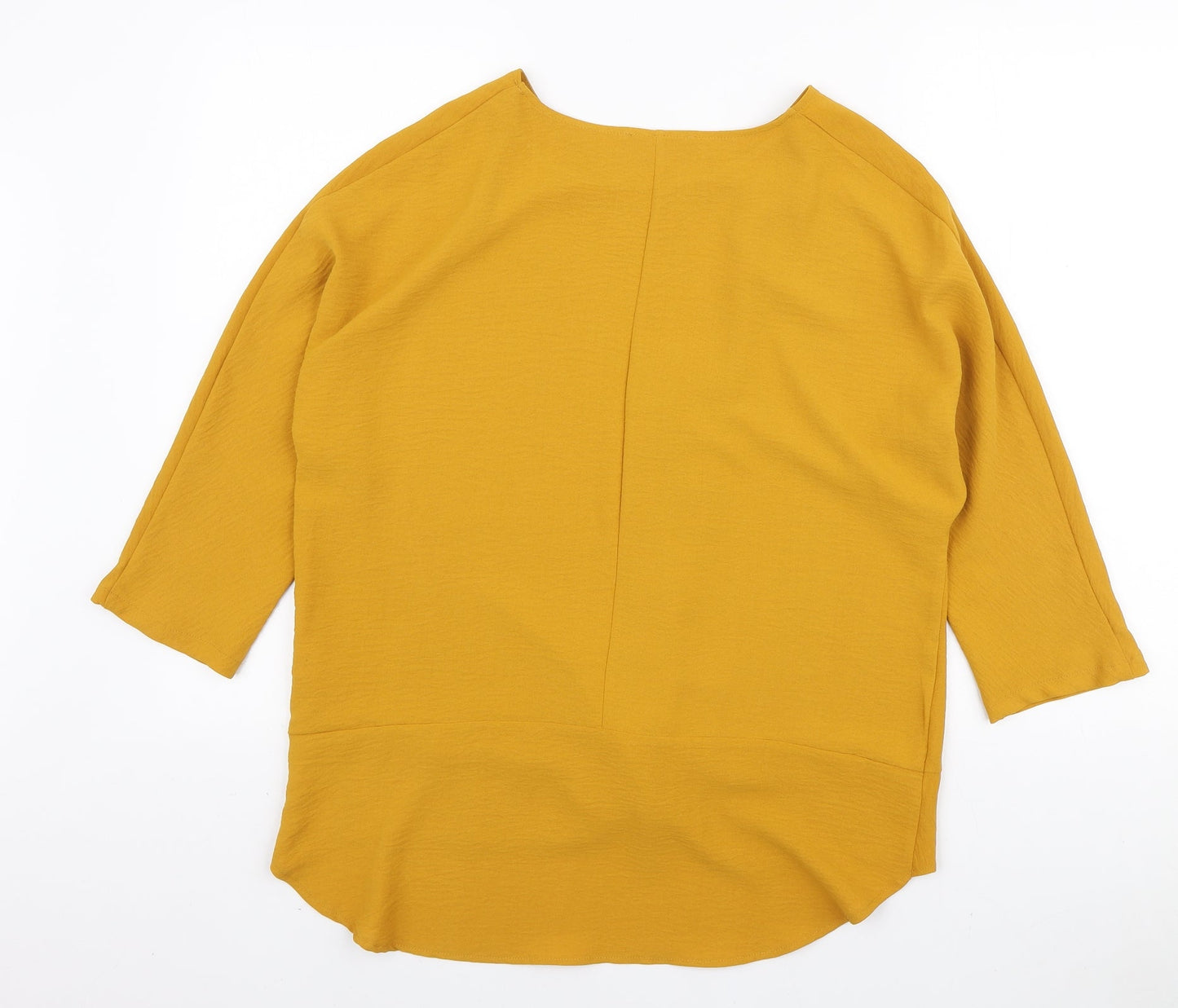 Primark Womens Orange Polyester Basic Blouse Size 12 Round Neck - Knot Detail