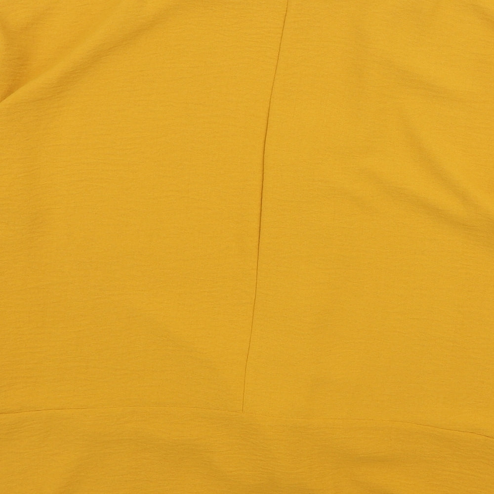 Primark Womens Orange Polyester Basic Blouse Size 12 Round Neck - Knot Detail