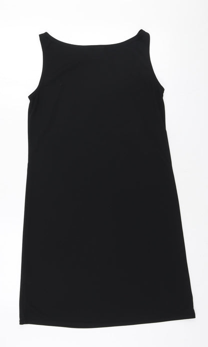 Etam Womens Black Polyester Mini Size 10 Round Neck Pullover - Embroidered Fern