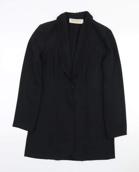 Roman Originals Womens Black Jacket Blazer Size 10 Button