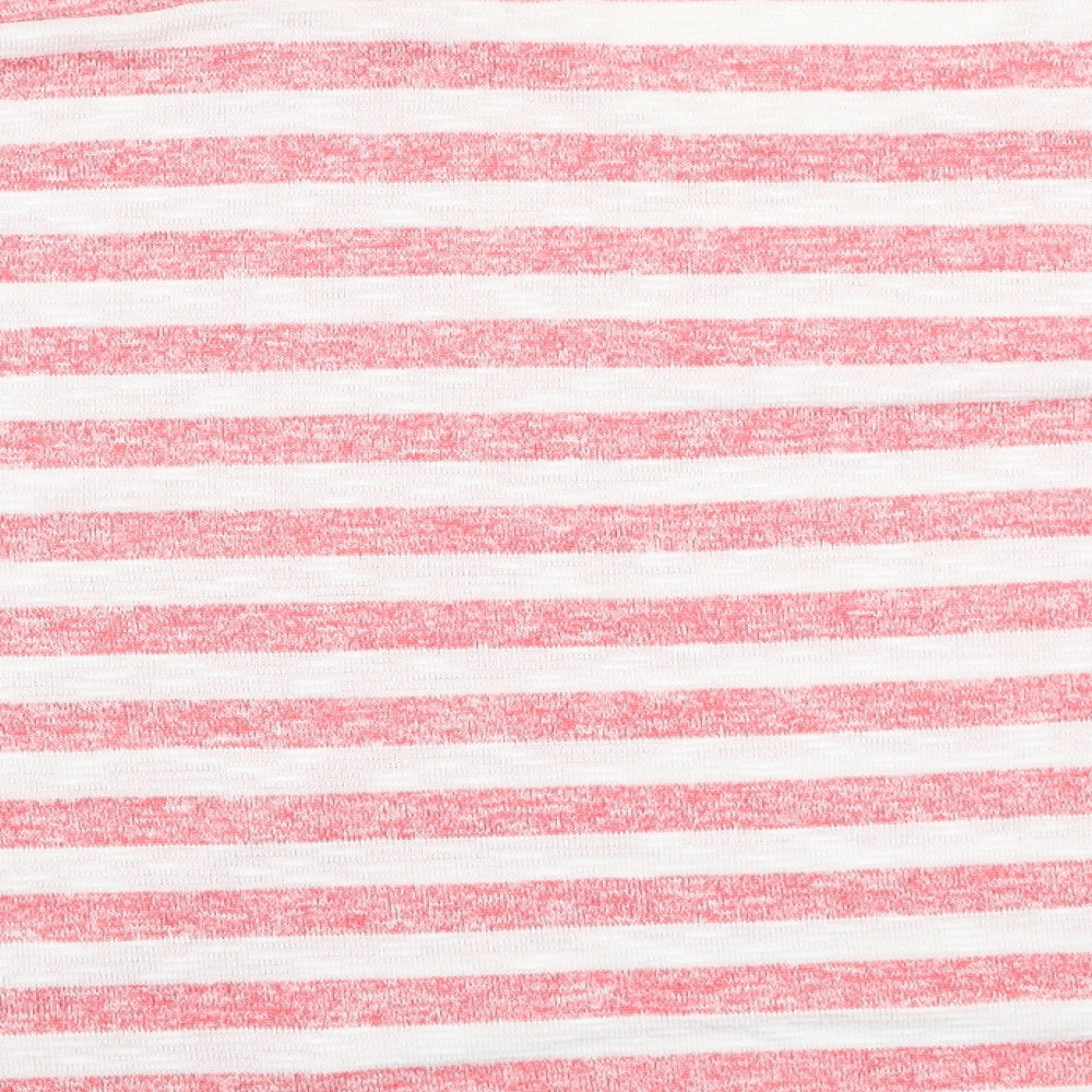 George Womens White V-Neck Striped Polyester Pullover Jumper Size 14