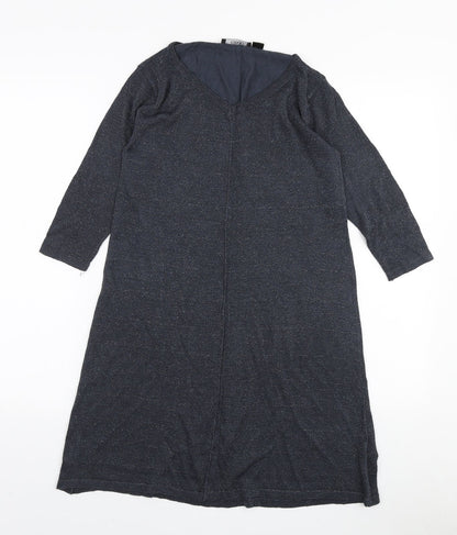 ESMARA Womens Blue Viscose Jumper Dress Size 10 V-Neck Pullover