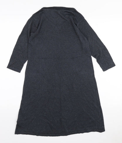 ESMARA Womens Blue Viscose Jumper Dress Size 10 V-Neck Pullover