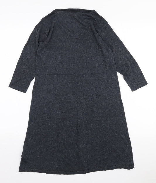 ESMARA Womens Blue Viscose Jumper Dress Size 10 V-Neck Pullover