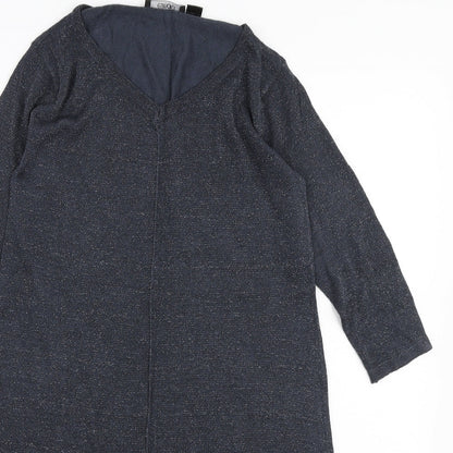 ESMARA Womens Blue Viscose Jumper Dress Size 10 V-Neck Pullover