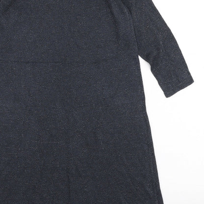 ESMARA Womens Blue Viscose Jumper Dress Size 10 V-Neck Pullover