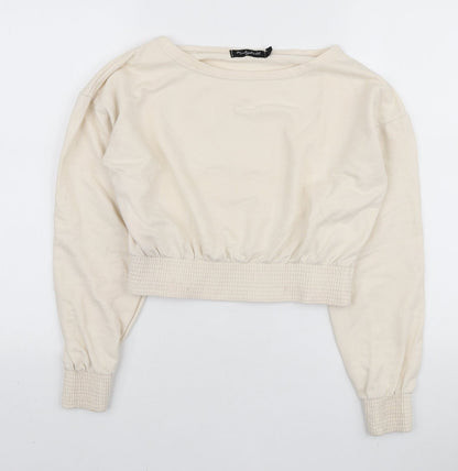 PindyDoll Womens Ivory Polyester Pullover Sweatshirt Size 10 Pullover