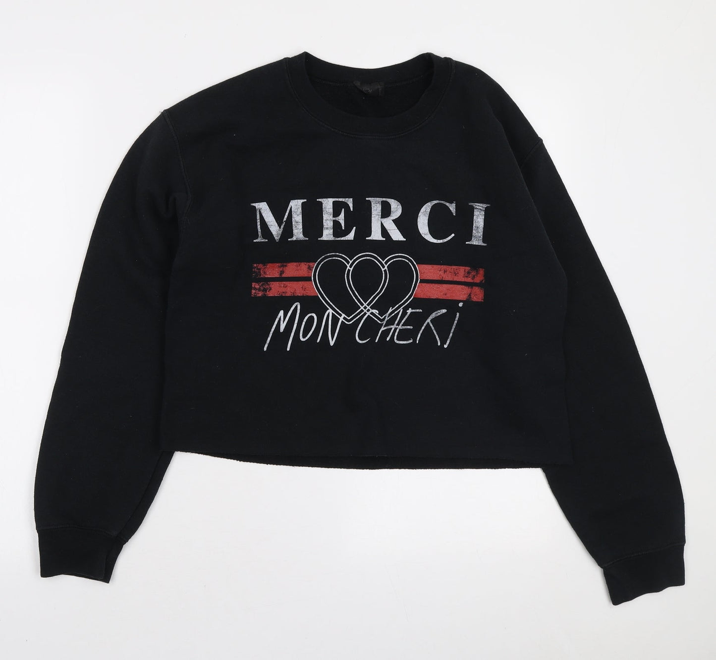 Topshop Womens Black Cotton Pullover Sweatshirt Size S Pullover - Merci Mon Cheri