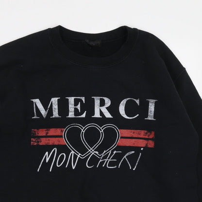 Topshop Womens Black Cotton Pullover Sweatshirt Size S Pullover - Merci Mon Cheri