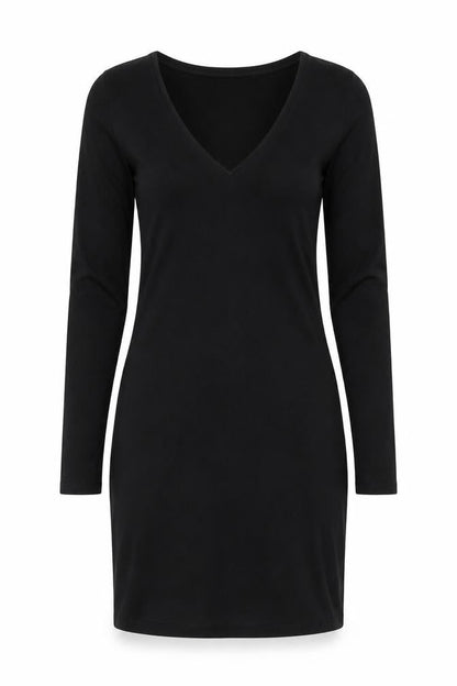 H&M Womens Black Polyester Bodycon Size 6 V-Neck Pullover