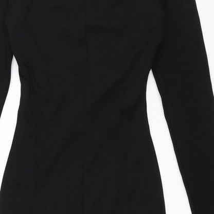 H&M Womens Black Polyester Bodycon Size 6 V-Neck Pullover
