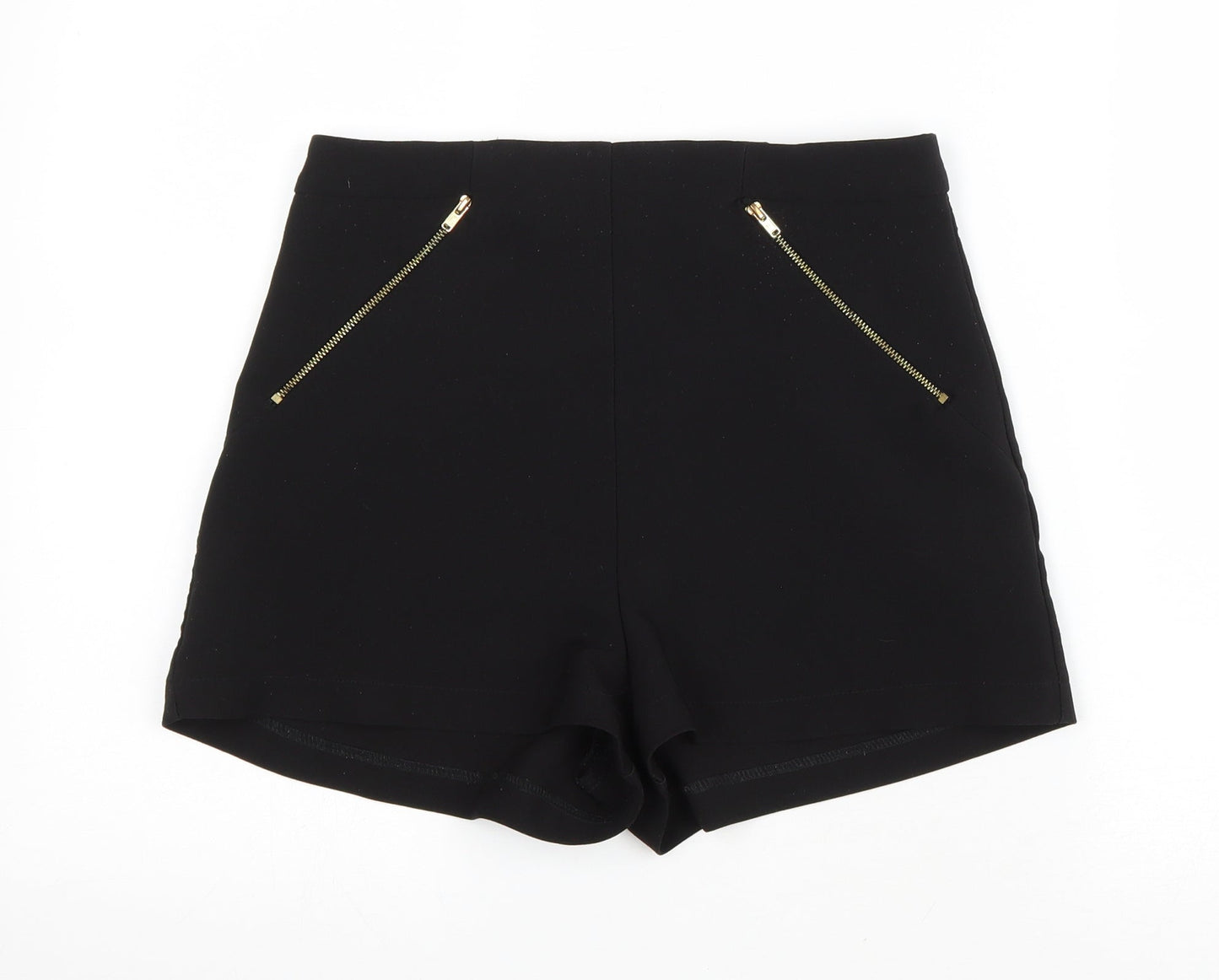 Lost Society Womens Black Polyester Hot Pants Shorts Size 10 L3 in Regular Zip