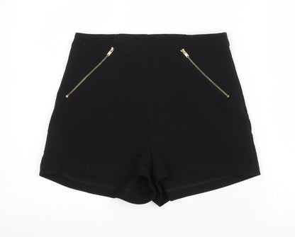 Lost Society Womens Black Polyester Hot Pants Shorts Size 10 L3 in Regular Zip