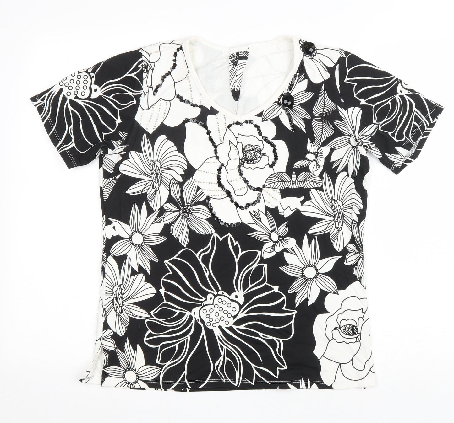 Womens UK Size S Preworn Black Basic T-Shirt