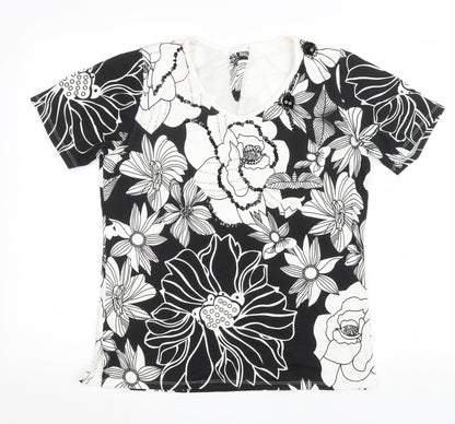 Womens UK Size S Preworn Black Basic T-Shirt