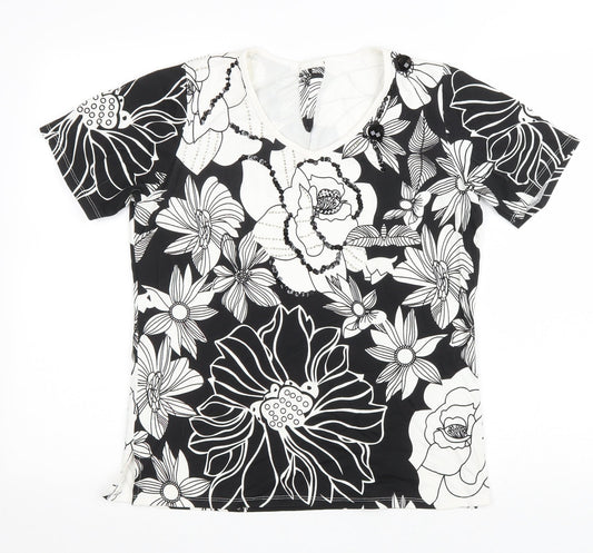 Womens UK Size S Preworn Black Basic T-Shirt