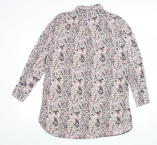 Matalan Womens Pink Geometric Polyester Shirt Dress Size 10 Collared Button