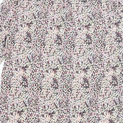 Matalan Womens Pink Geometric Polyester Shirt Dress Size 10 Collared Button