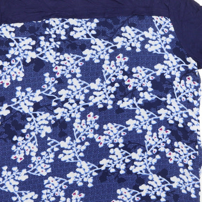 Marks and Spencer Womens Blue Floral Viscose Basic T-Shirt Size 12 Round Neck