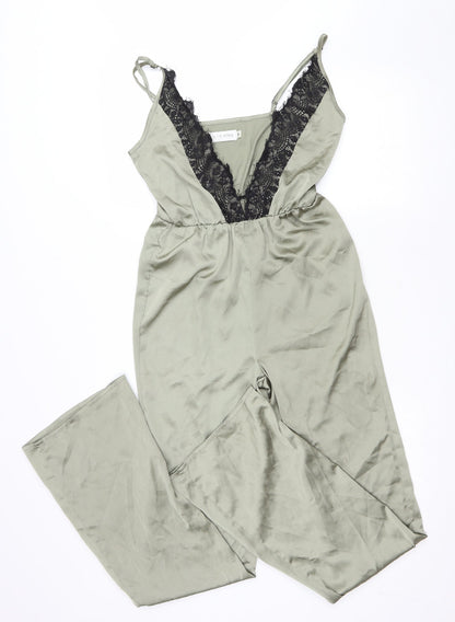 In the Style Womens Green Polyester Jumpsuit One-Piece Size 6 L32 in Pullover - Lace trim