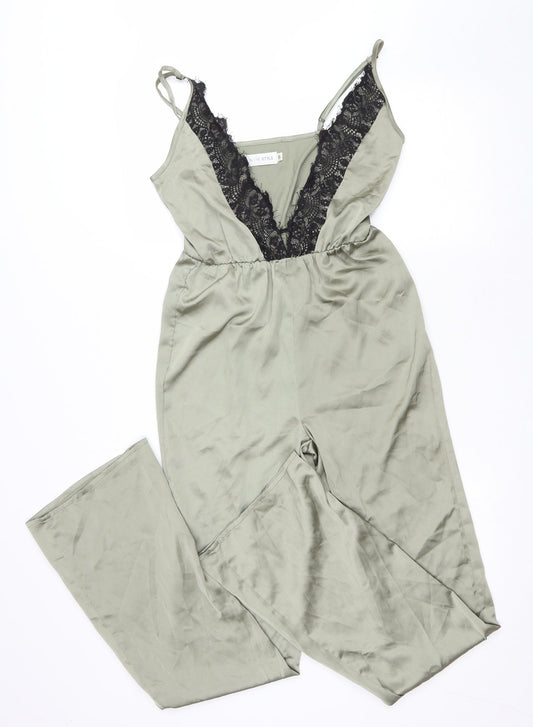In the Style Womens Green Polyester Jumpsuit One-Piece Size 6 L32 in Pullover - Lace trim