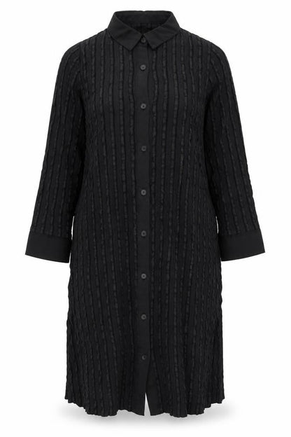 Eiwalive Womens Black Striped Polyester Shirt Dress Size M Collared Button