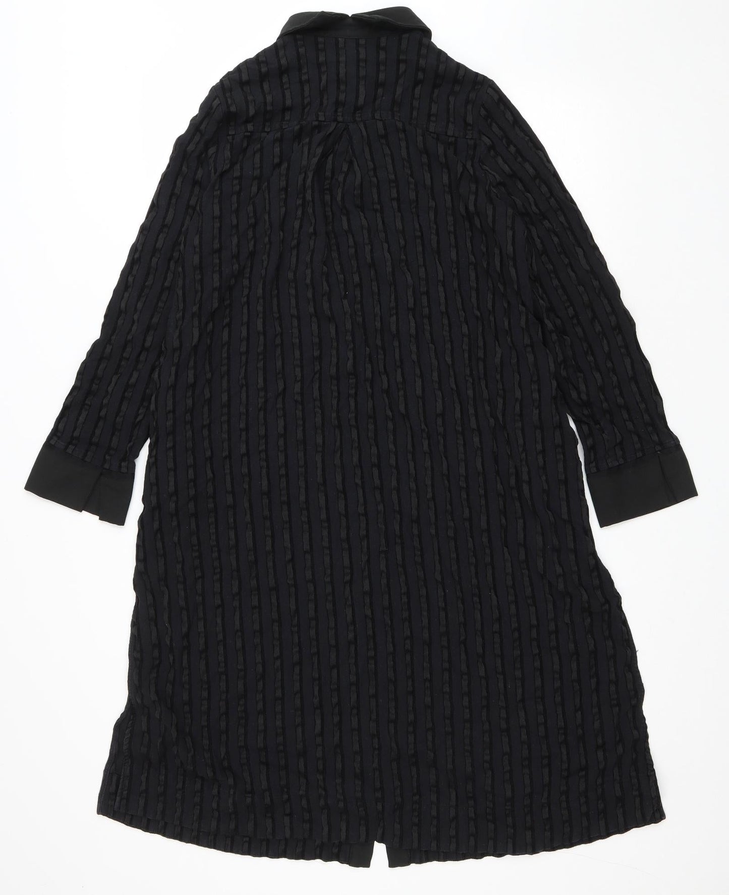 Eiwalive Womens Black Striped Polyester Shirt Dress Size M Collared Button