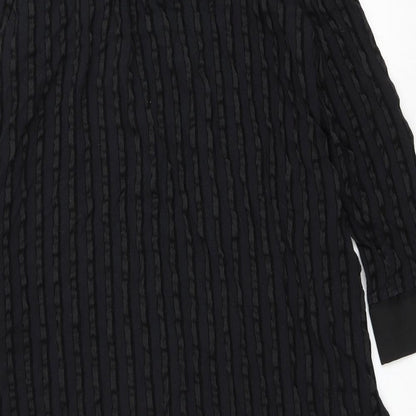 Eiwalive Womens Black Striped Polyester Shirt Dress Size M Collared Button