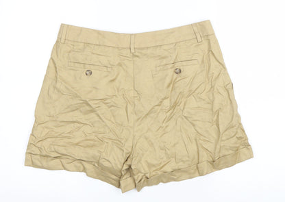 Marks and Spencer Womens Brown Lyocell Chino Shorts Size 14 L4 in Regular Zip
